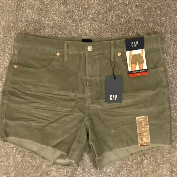 GAP Women's Corduroy Shorts 4" Raw Edge Hem Cut Off Vetiver Size 14 - NWT $49.95 - Picture 5 of 16